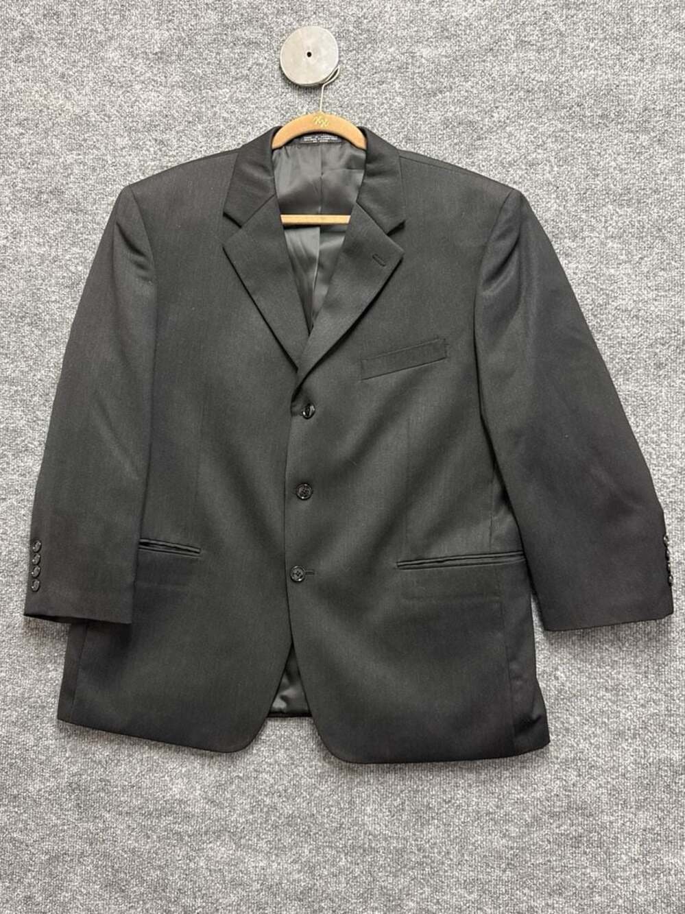 Pronto Moda Men's Single Breasted Blazer Suit Jacket Black 40S Lambswool